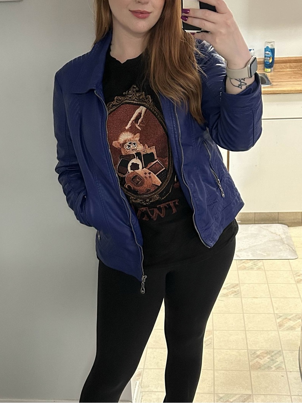 cleo Violet Leather Jacket with Floral Lining